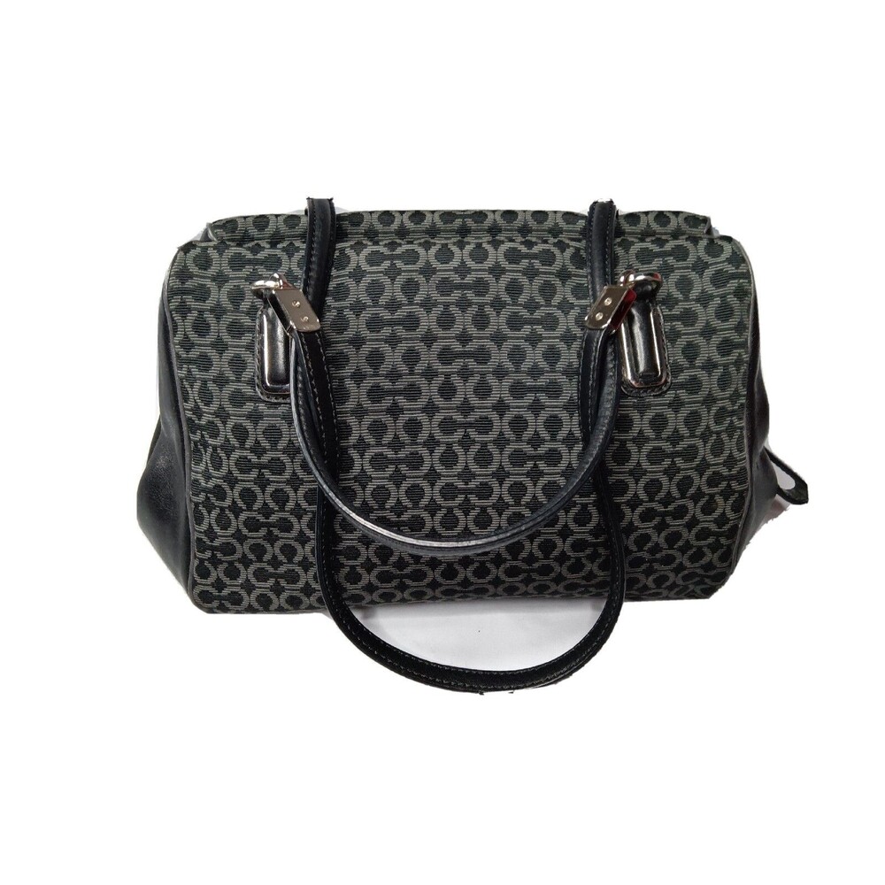 Vintage Coach Madison Op Art Handbag #25215 Grey~Black Canvas Leather Trim - Picture 3 of 11
